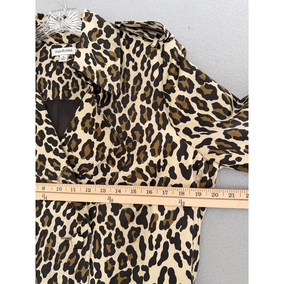 Joan Rivers Leopard Trench Coat Jacket Double Breasted Belted Rain Resistant SzM - Picture 13 of 13